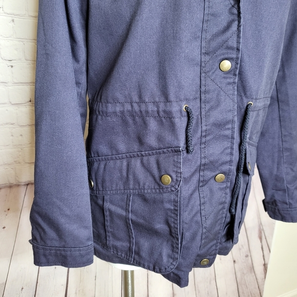 Miss London Black Label Navy Blue Hooded Jacket Size L - Picture 8 of 9